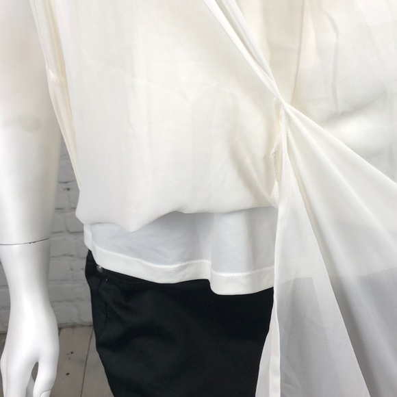 1X 3X Alfani Ivory Split Front Sheer Overlay Top Plus Size - Picture 6 of 6